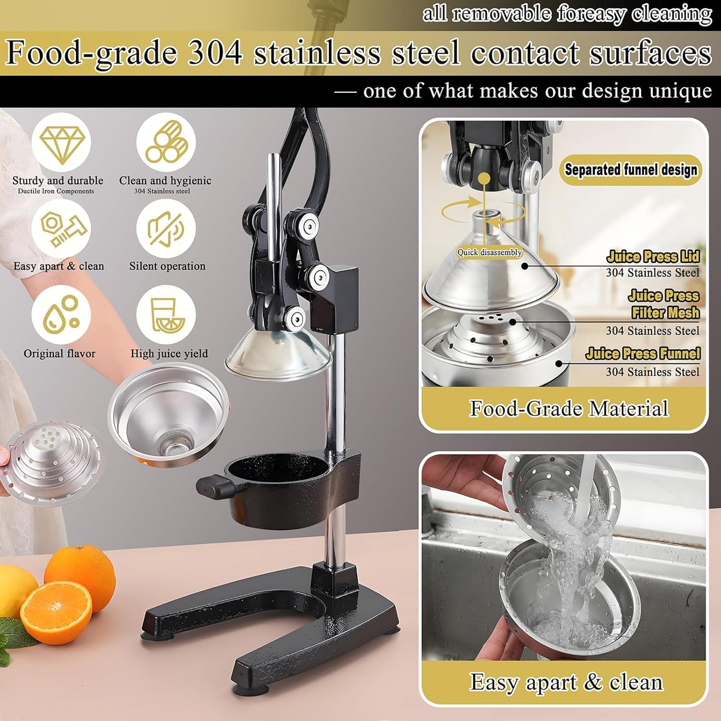 Exprimidor manual hierro fundido para limón naranja pomelo