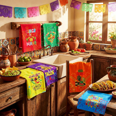 Paños de cocina mexicanos Cinco de Mayo coloridos para cocina, baño y hogar