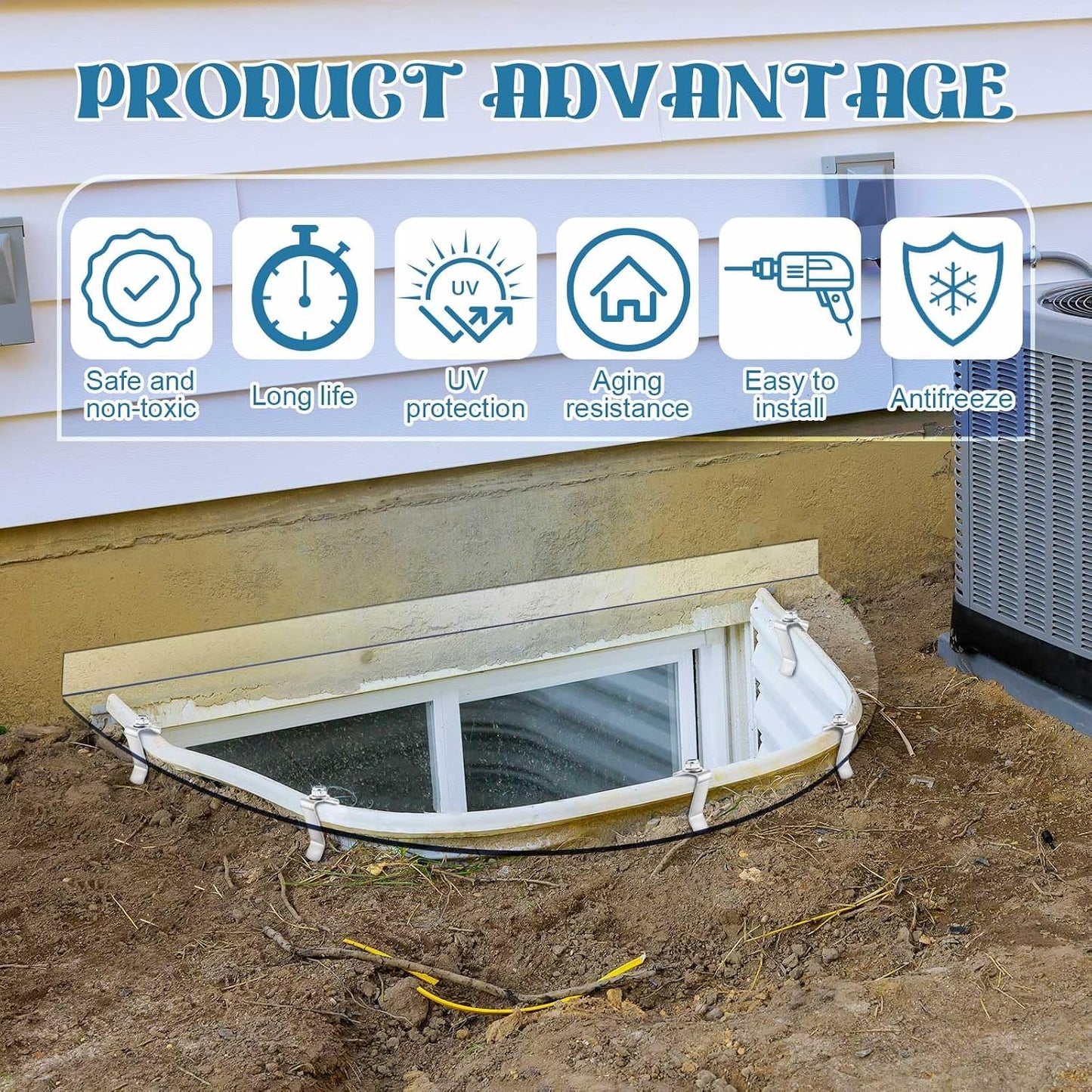 Cubierta ventana sótano 41x17pulg poliester UV resistente