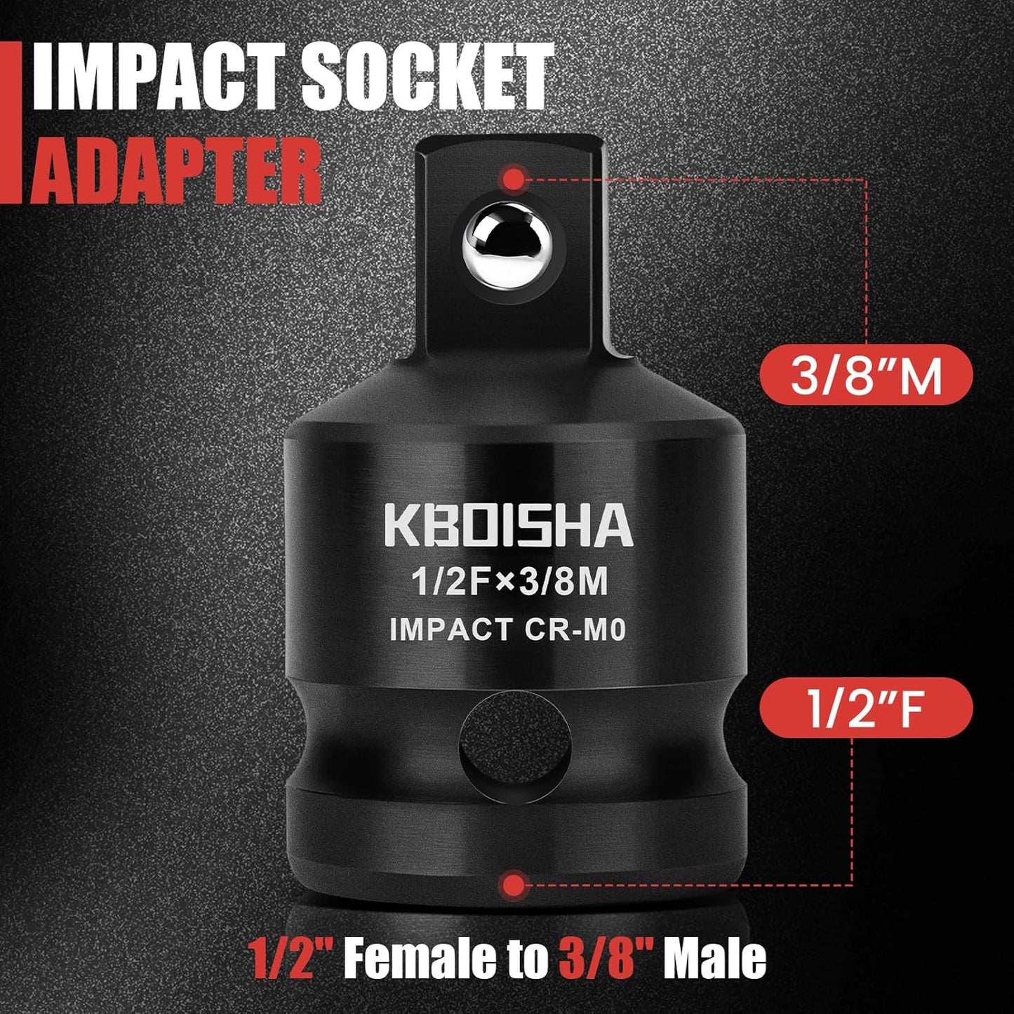 Juego adaptadores enchufe impacto 1/2 a 3/8 pulg