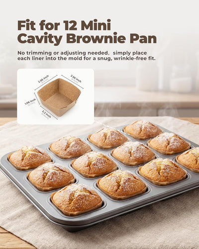 Forros cuadrados para cupcakes y brownies aptos para 12 bandejas