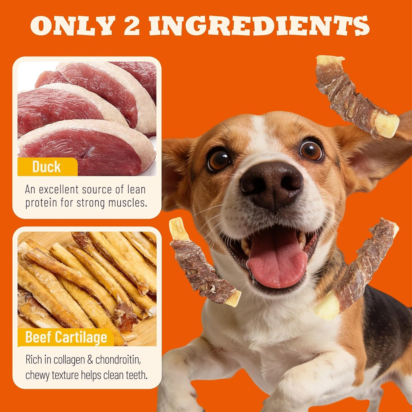 Cartílago res envuelto pato masticable perros 5oz