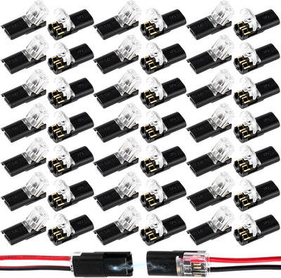 60 Conectores Cable Doble Presión para Tirillas LED Negro