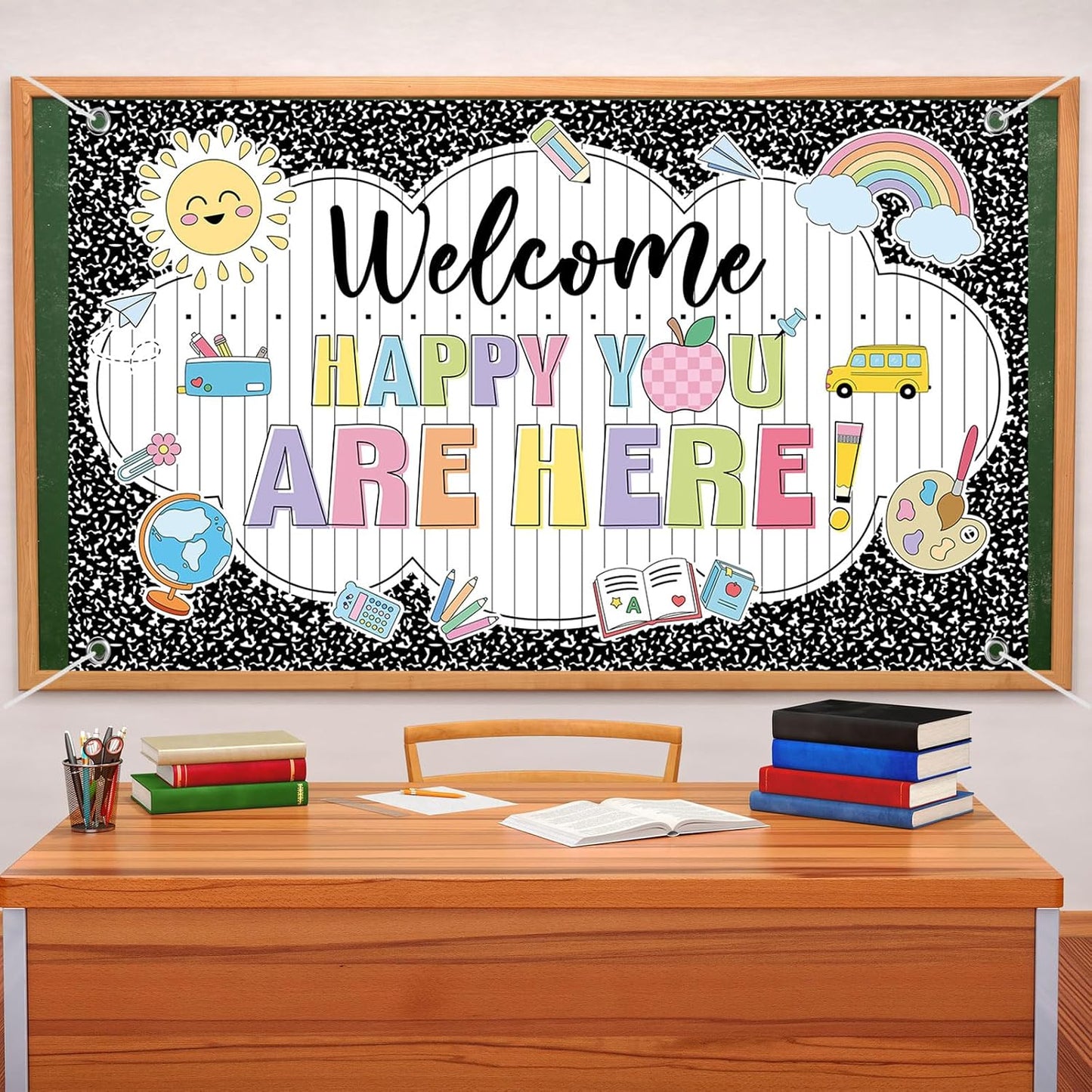 Cuaderno telón 72.8x43.3pulg decoración regreso a clases