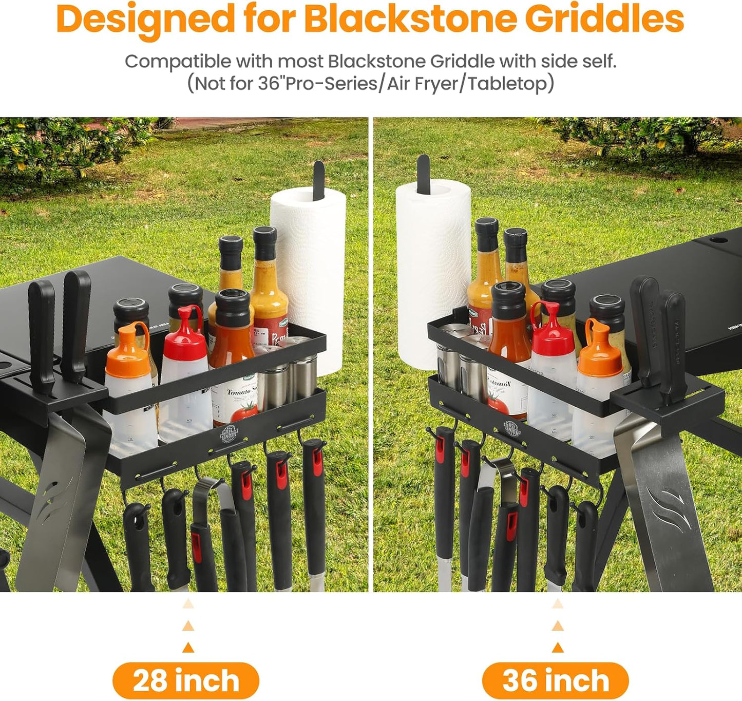 Organiz. parrilla Blackstone 28/36 pulg ahorrador espacio