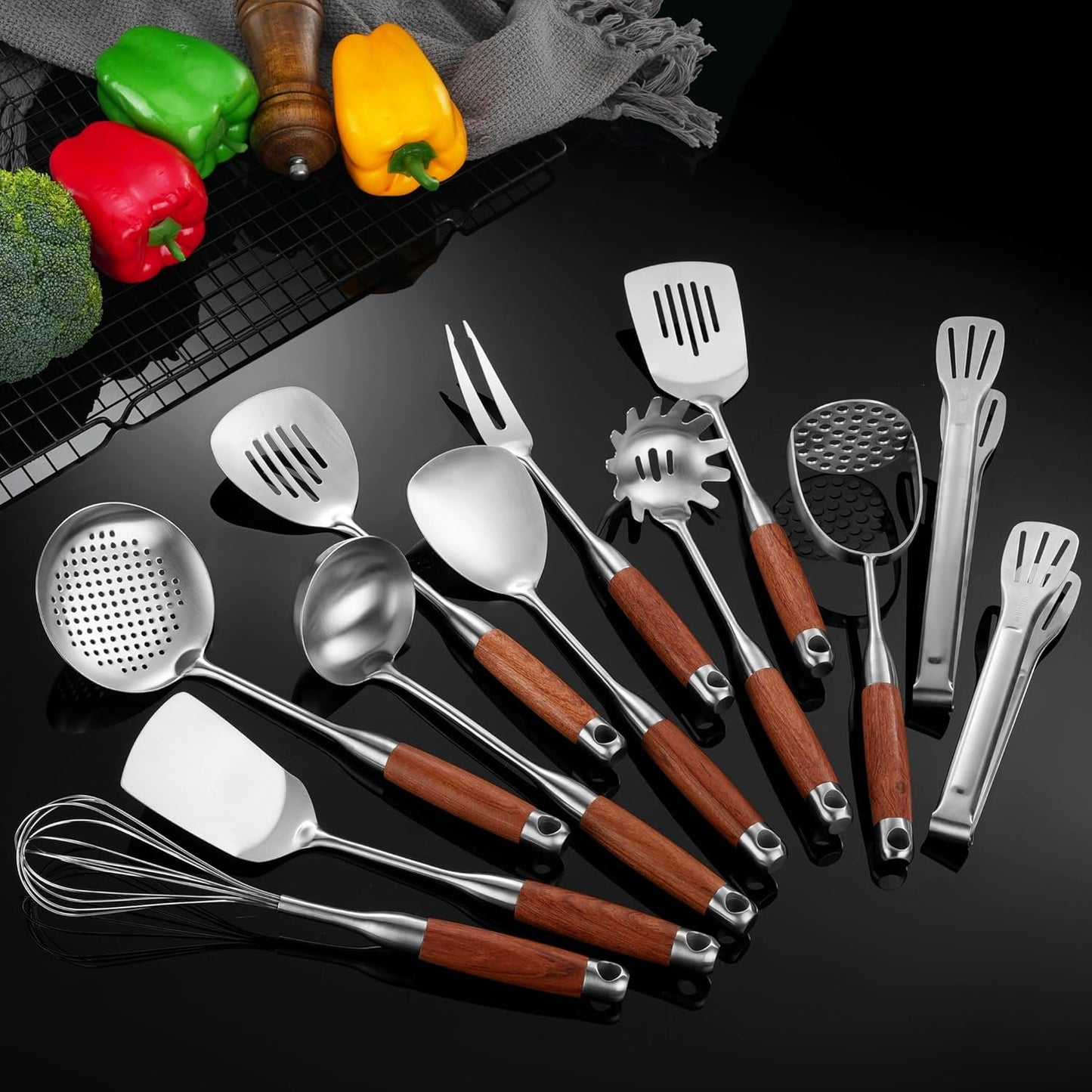 Juego de utensilios de cocina de acero inoxidable