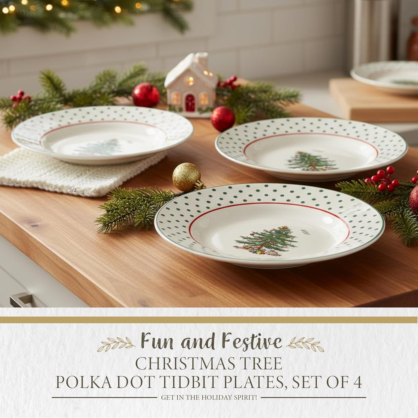 Platos Navidad 6pulg Juego 4 Porcelana Apta Lavavajillas