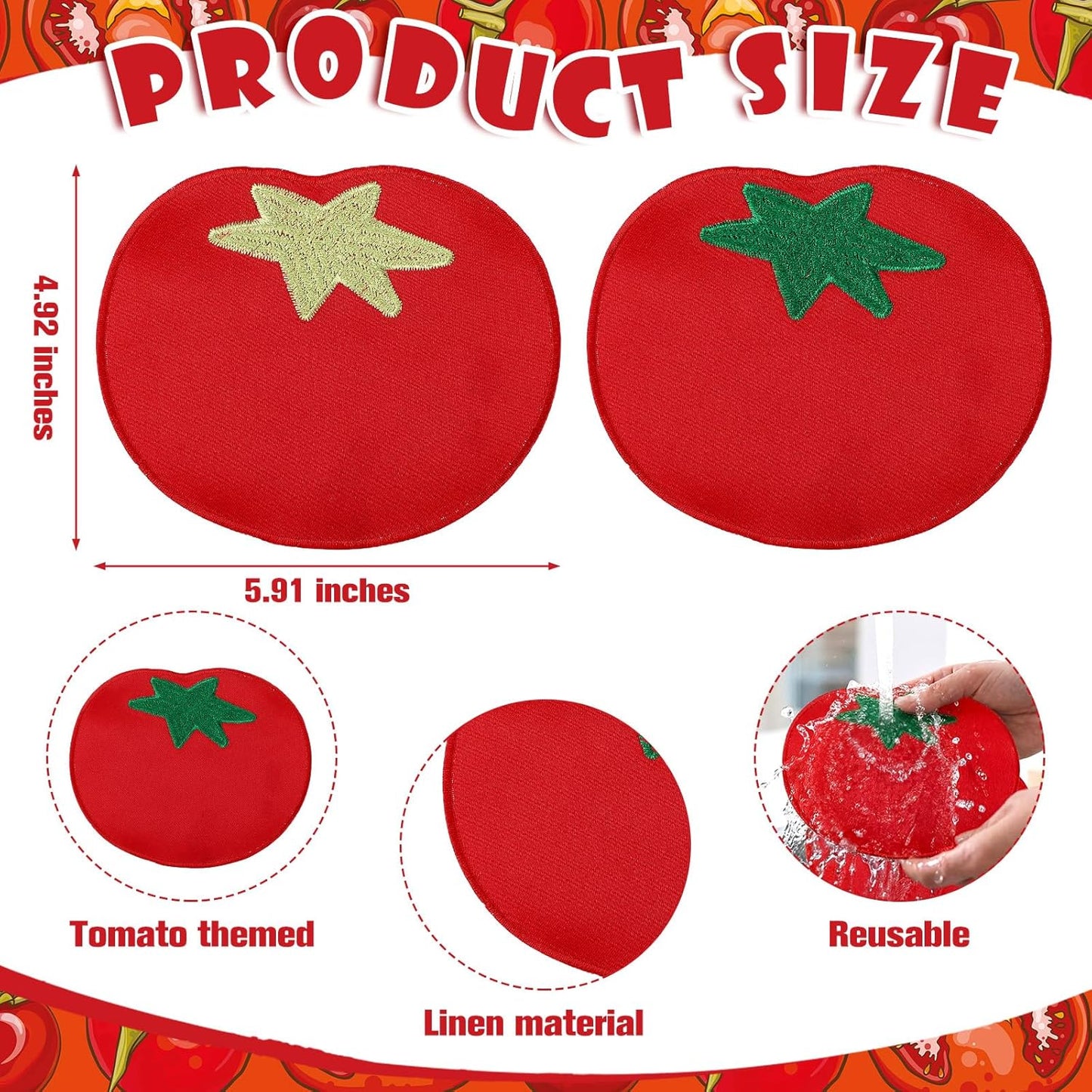 Servilletas de lino de tomate reutilizables Mindsoft para mesa de picnic y fiestas