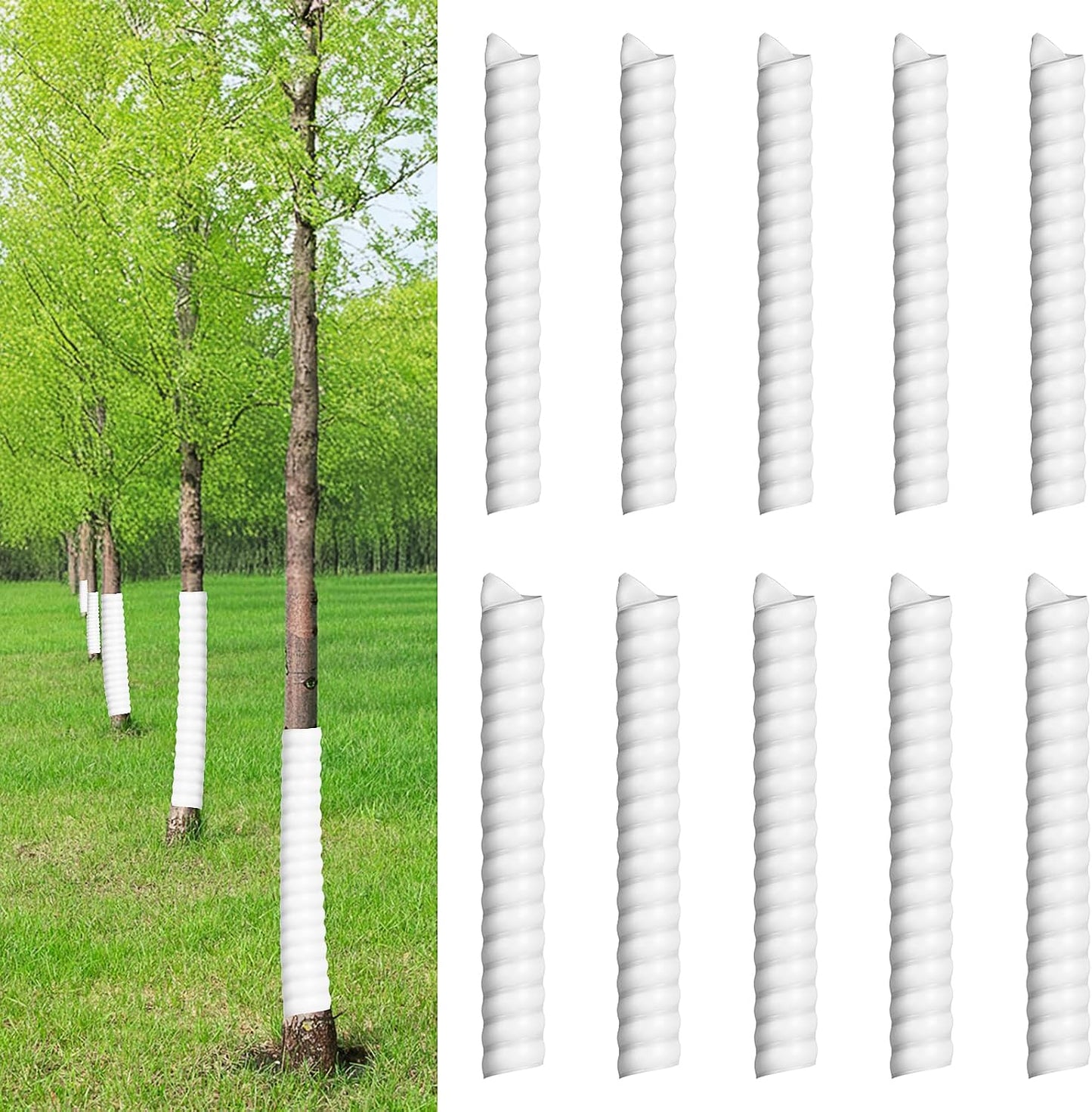 10 Protectores Tronco Plástico Espiral para Árboles Jóvenes