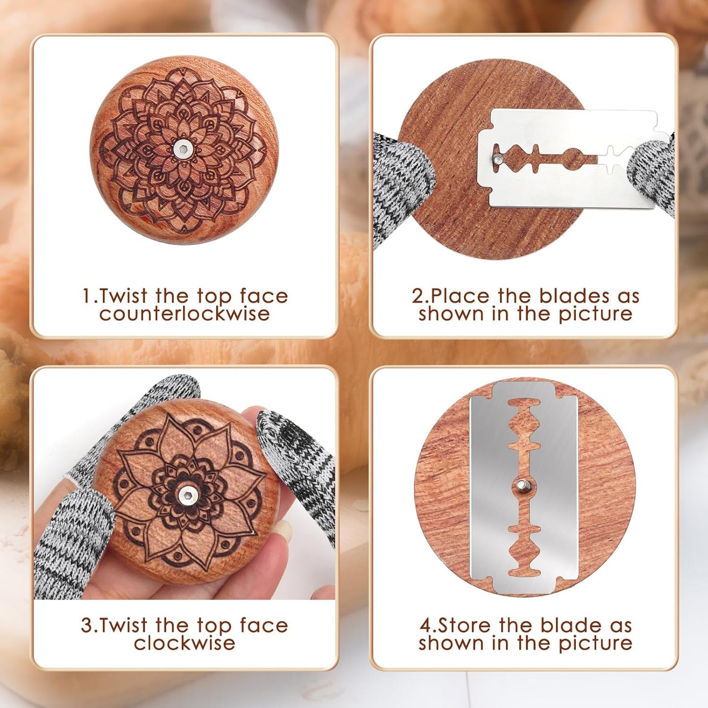Herramienta de corte para pan de madera 18 piezas con 10 cuchillas y protectores