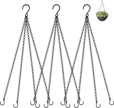 3 Cadenas 23pulg con ganchos para macetas colgantes