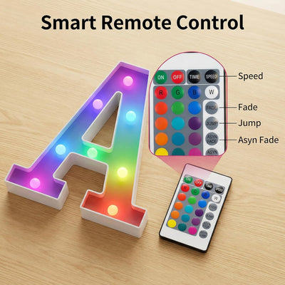 Luces LED marquesina letra A control remoto modos intermitentes