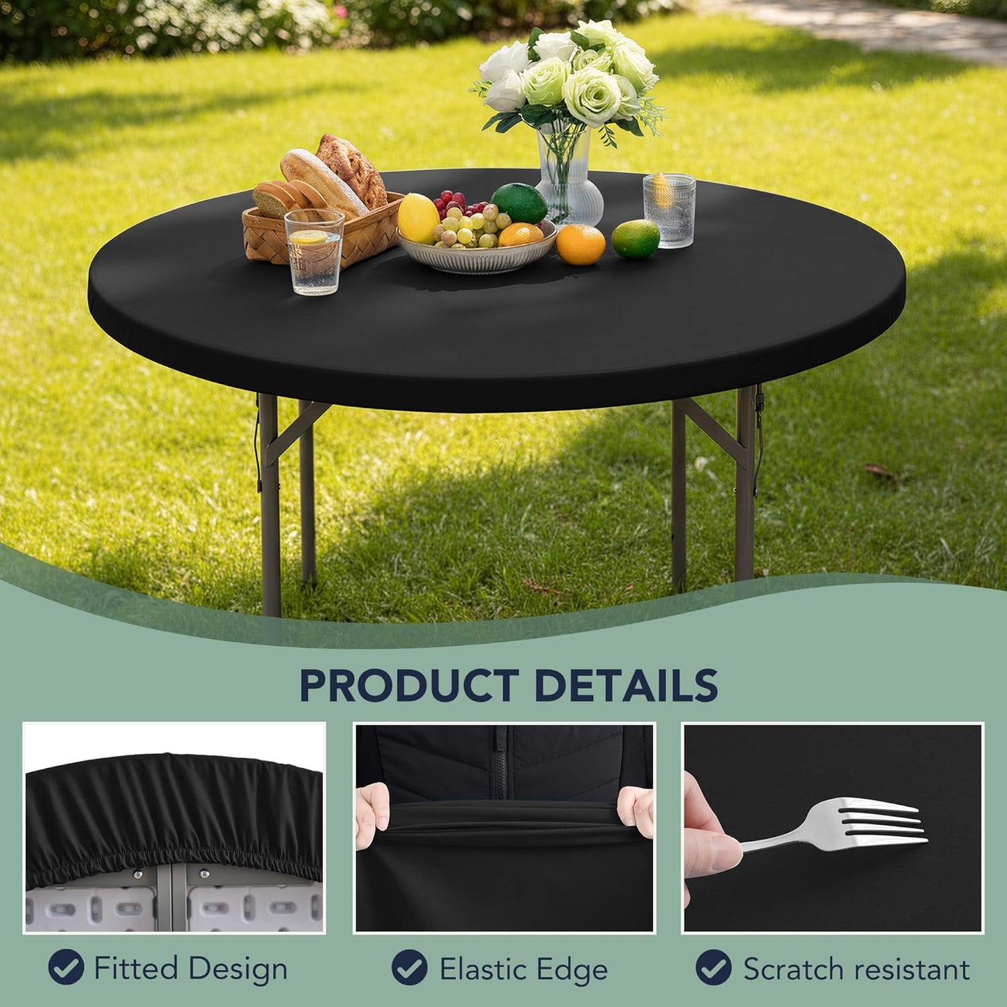 Protectores mesa redondos set 2 elástico 30pulg negro