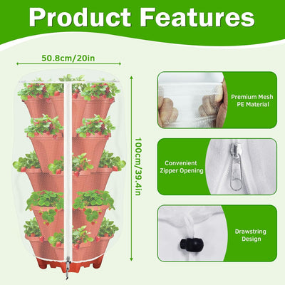 2 Macetas Verticales Jardín 39x20pulg 5 Niveles Cubierta Malla