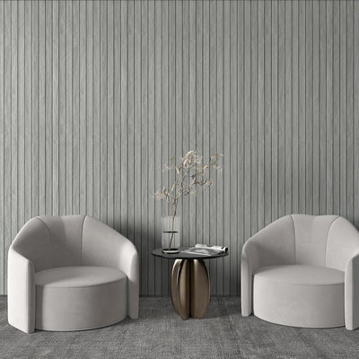 Panel pared 3D listones madera 12x79pulg gris claro