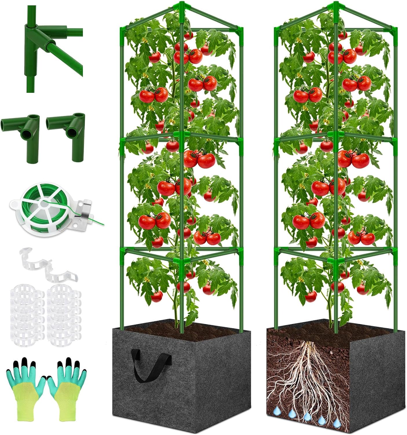 Jaulas tomate jardín pack 2 con bolsas cultivo resistente