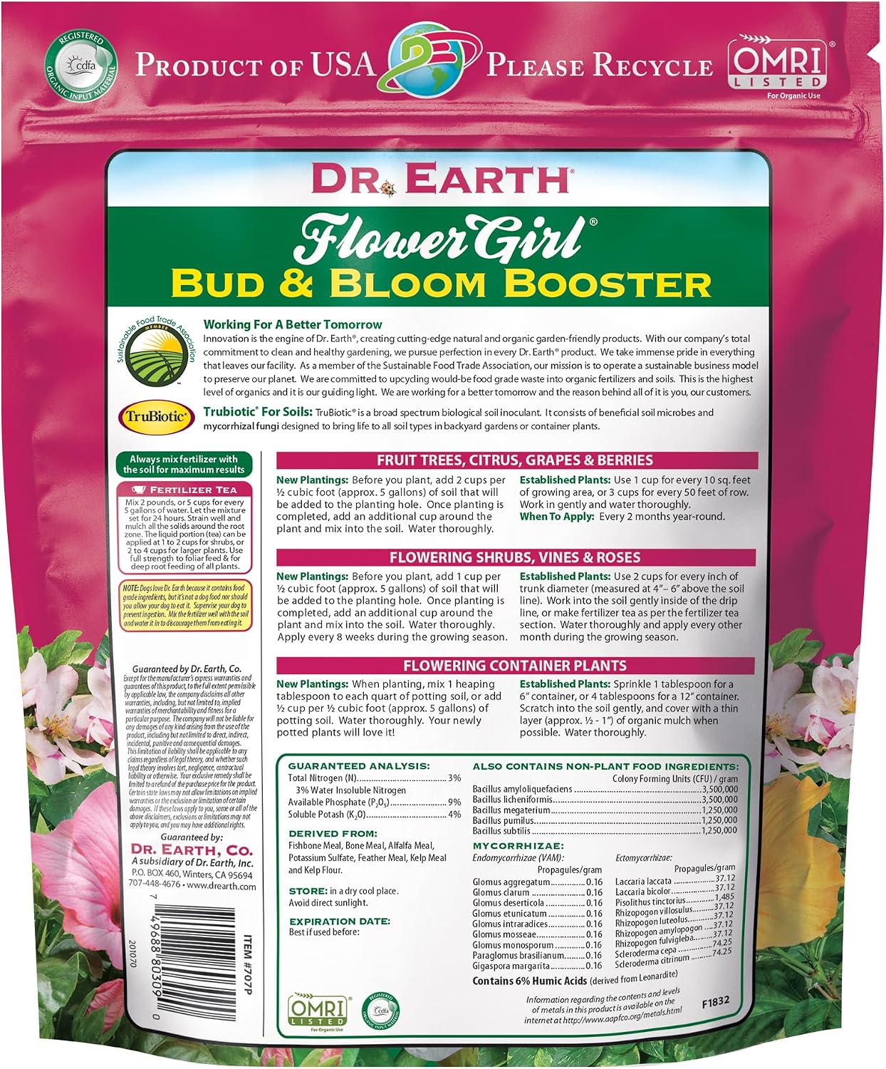 Fertilizante orgánico para flores y brotes 4lb