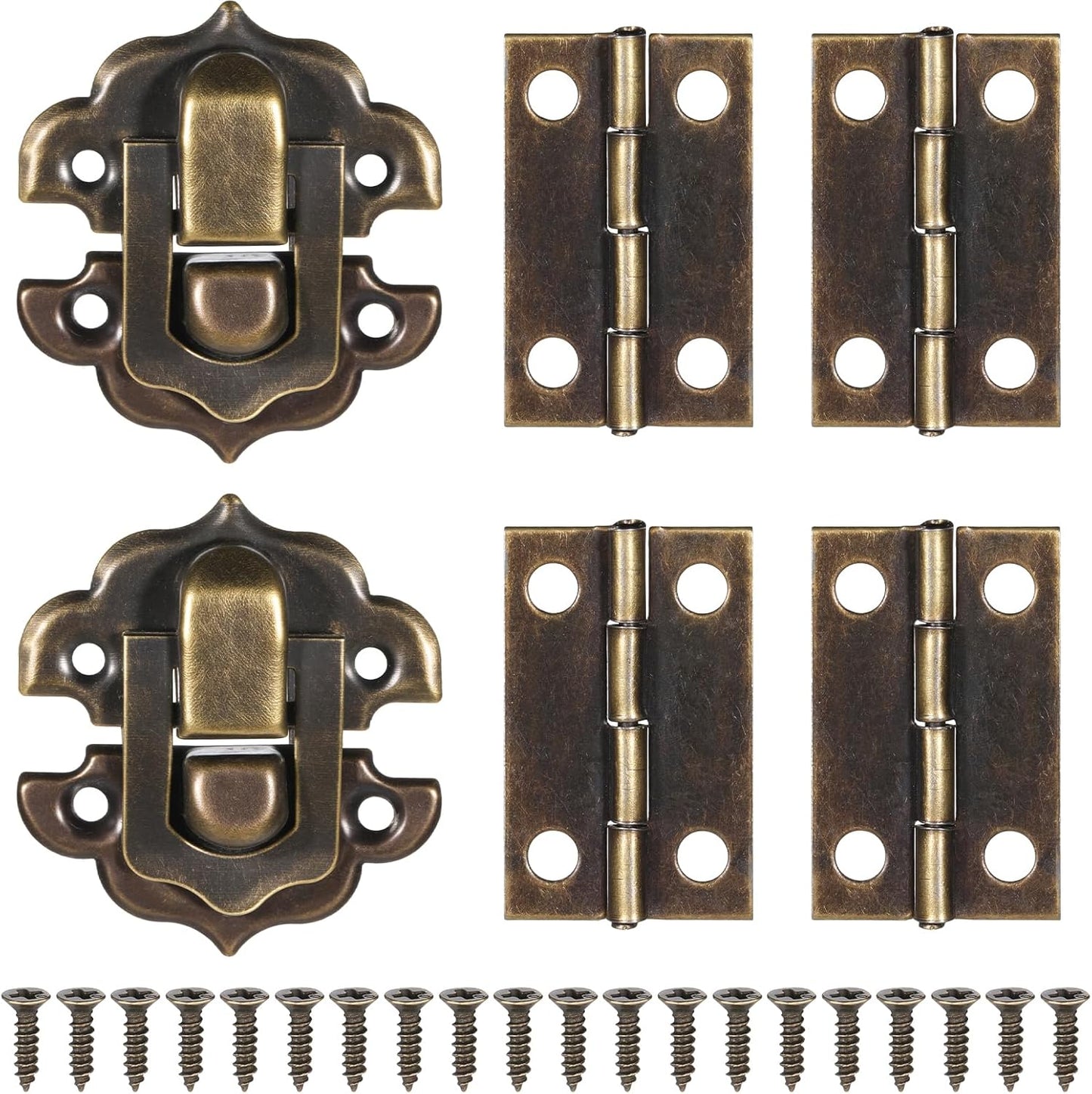 Set 6 Bisagras y Cierres Bronce Antiguo 0.94x0.67pulg