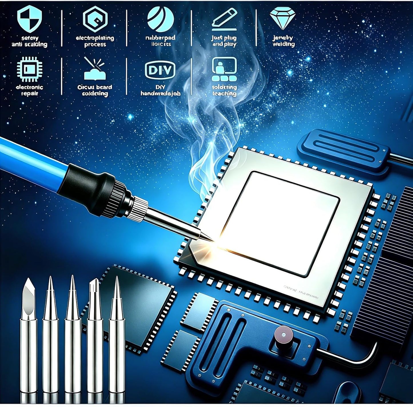 Kit soldador 60W 110V con 5 puntas y alambre