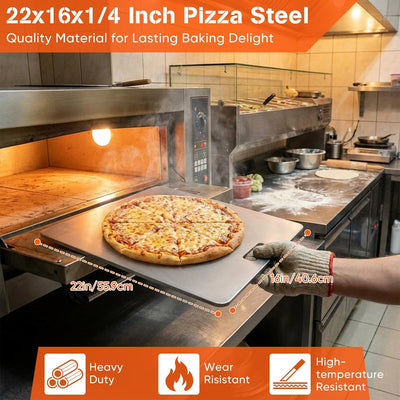 Plancha Pizza Acero XL para Horno y Parrilla 22x16pulg