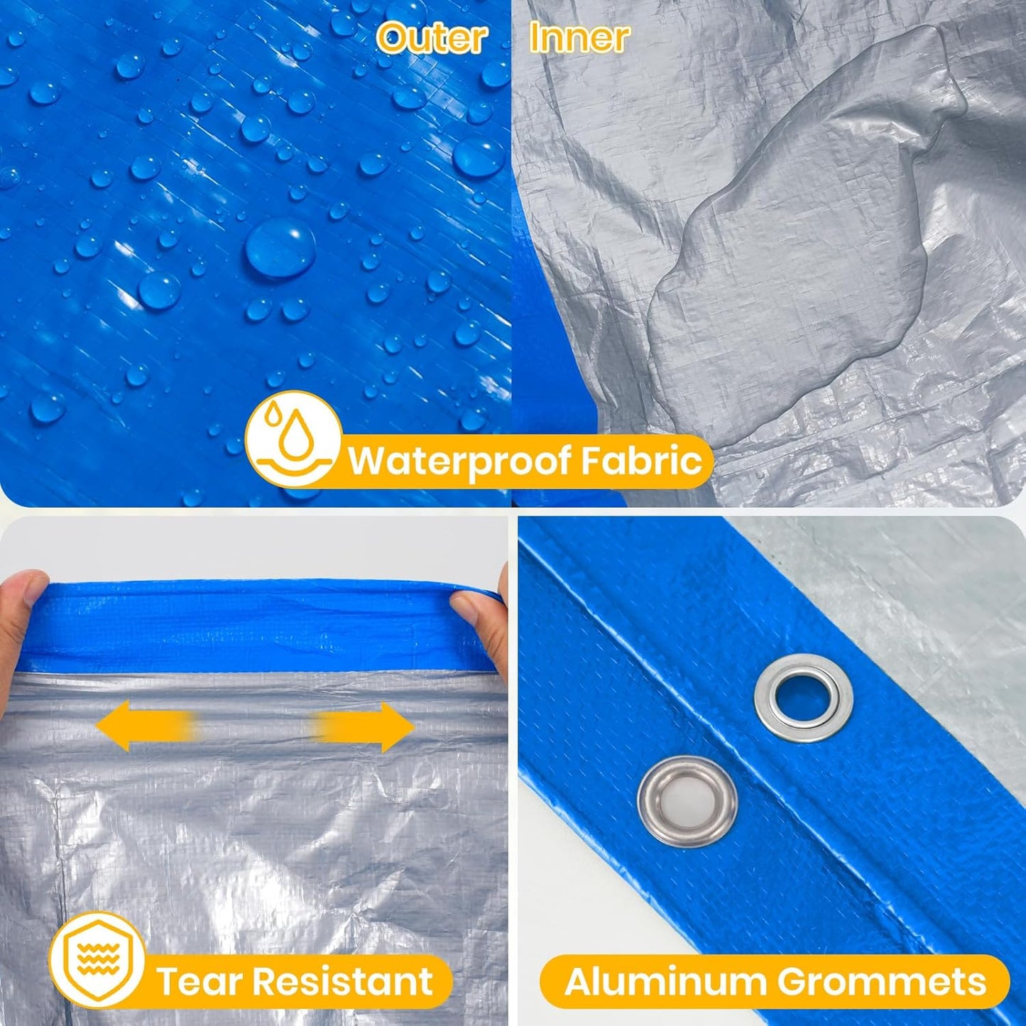 Lona impermeable polietileno 8x10ft 5mil reforzada ojales