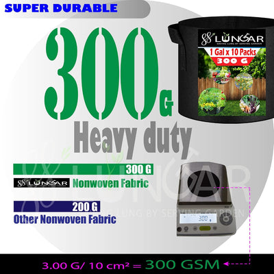 Juego 5 macetas 10gal tela 300G asas reforzadas doble costura