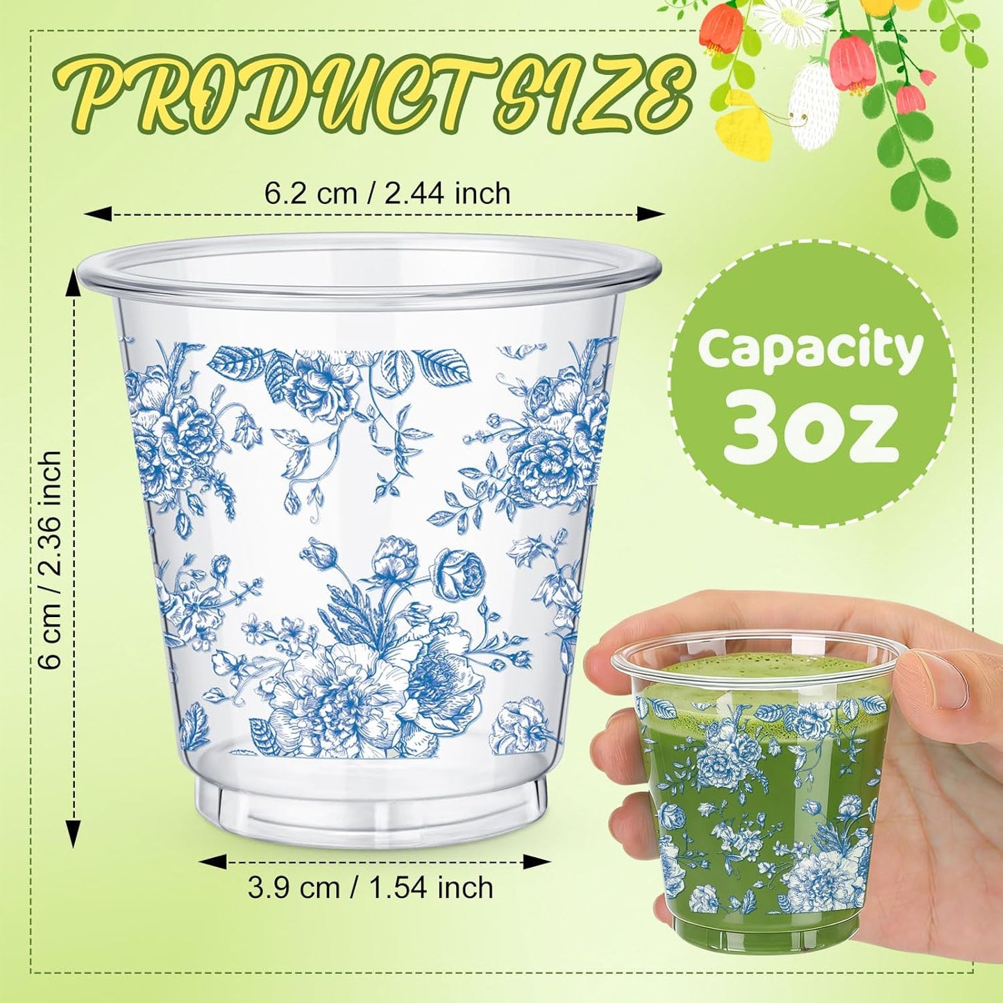 Vasos de plástico Qinyoung 3 oz para decoración primaveral