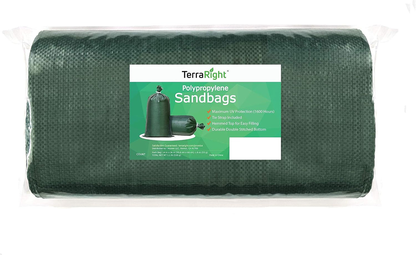 Sacos arena tejido verde duraderos con lazos 14x26pulg 100uds