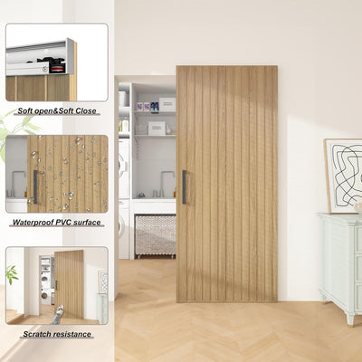 Puerta corrediza granero 30x84pulg kit cierre suave marrón