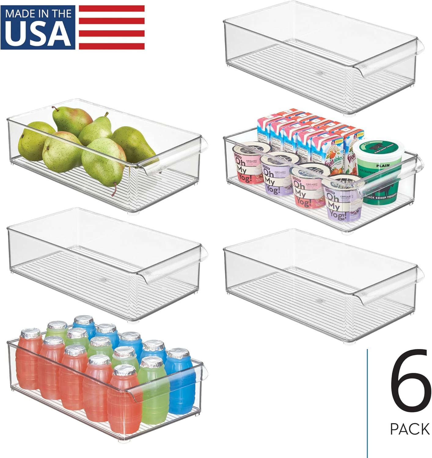 Cubo apilable frigorífico set 6 transparente USA