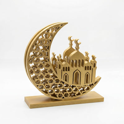 Servilletero dorado clásico islámico para mesas Ramadán domo luna creciente minarete