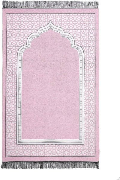 Alfombra oración islámica elegante patrón mezquita rosa