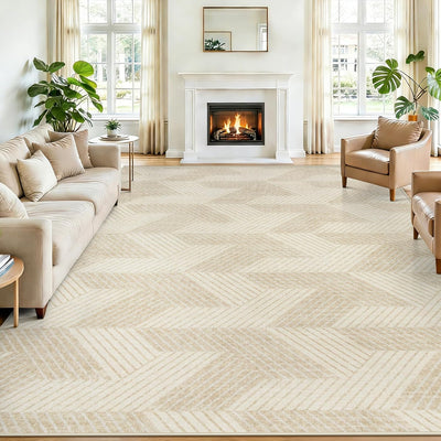 Alfombra área 8x10ft para sala dormitorio beige antideslizante