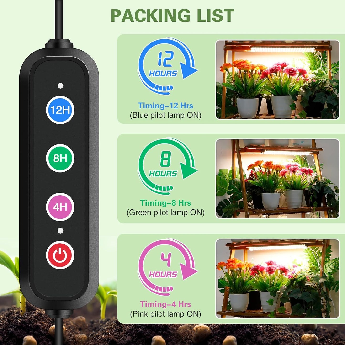 Luz crecimiento plantas interior 24W 384 LEDs espectro completo