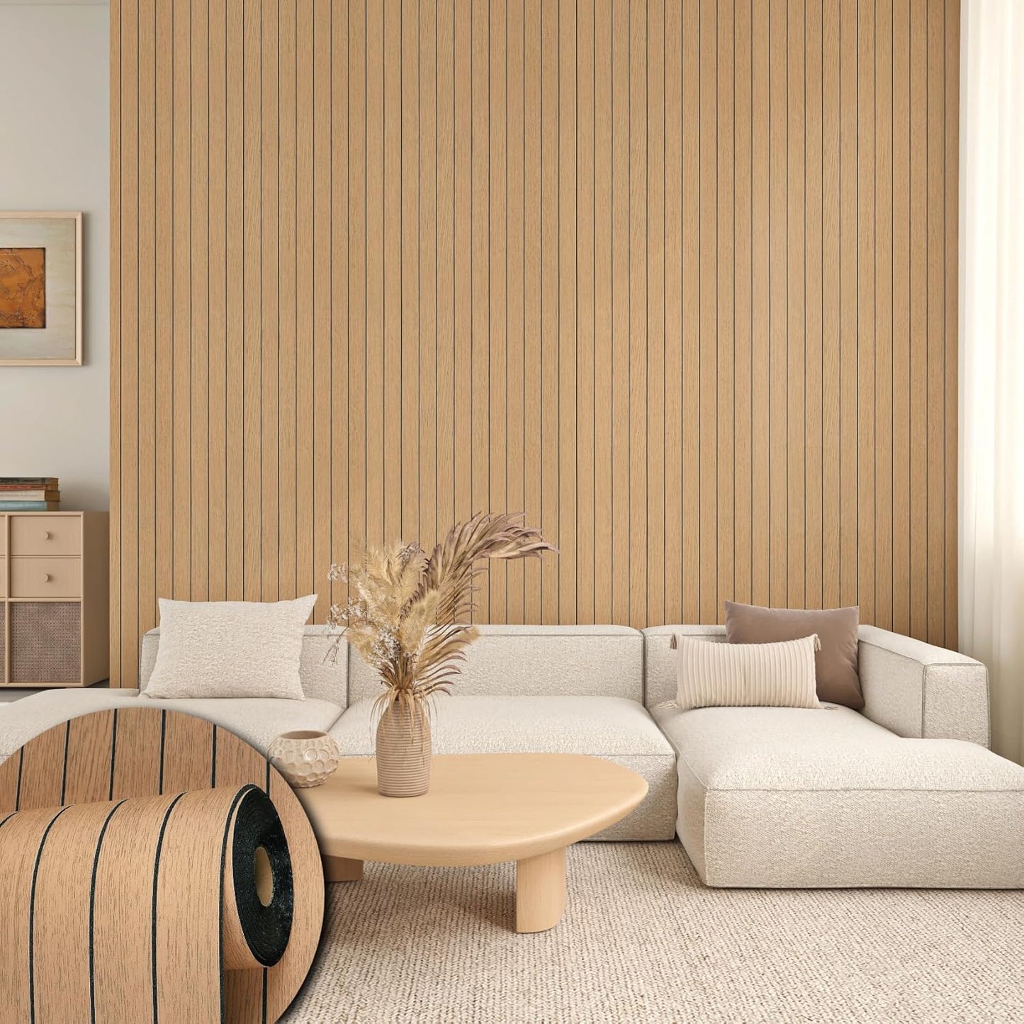 Paneles 3D madera miel autoadhesivo 11.8x78.7pulg