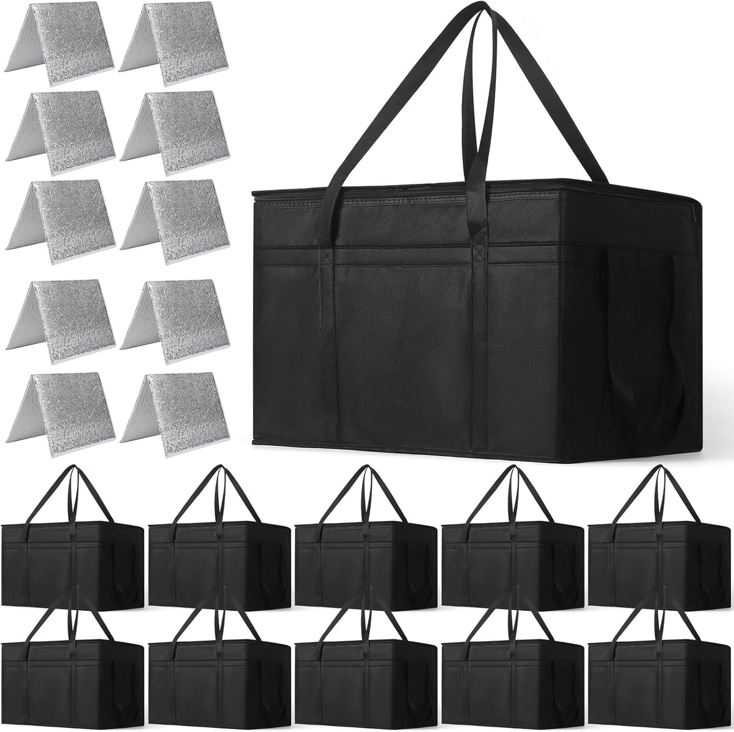 10 Bolsas Térmicas XXXL Plegables Entrega Pizza Catering