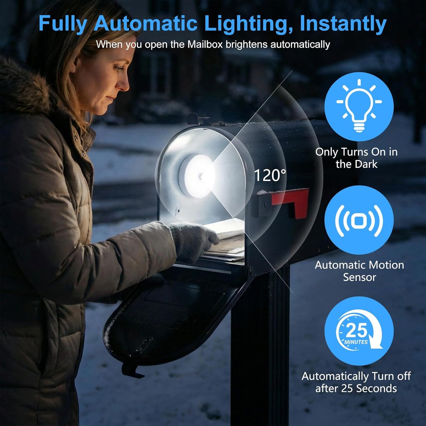 Sensor movimiento luz LED recargable para buzón