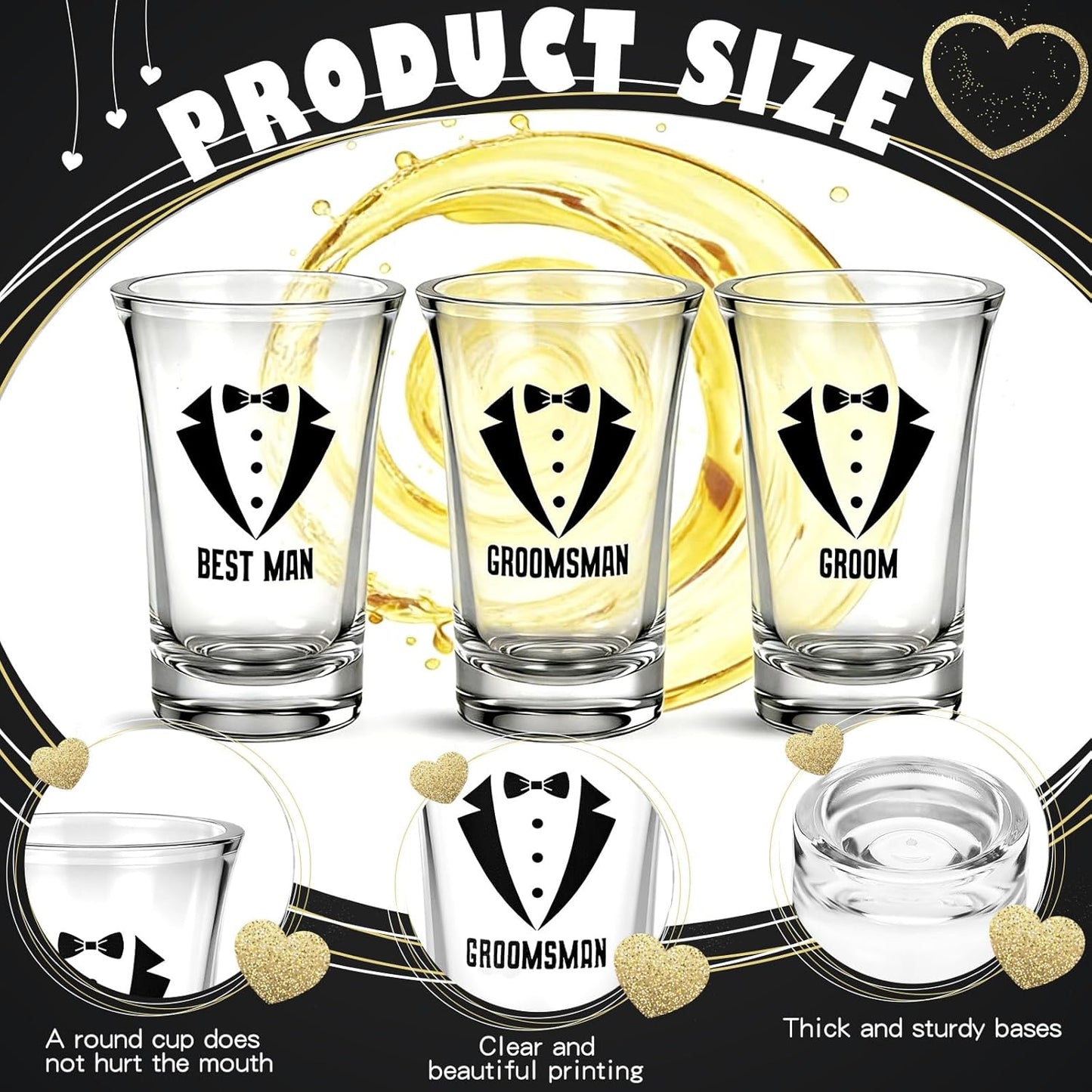 8 Vasos Acrílicos Regalo Padrinos Boda Negro Transparente