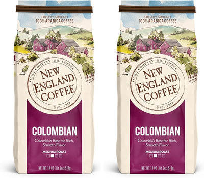 Café molido colombiano tostado medio New England Coffee 18 oz paquete de 2