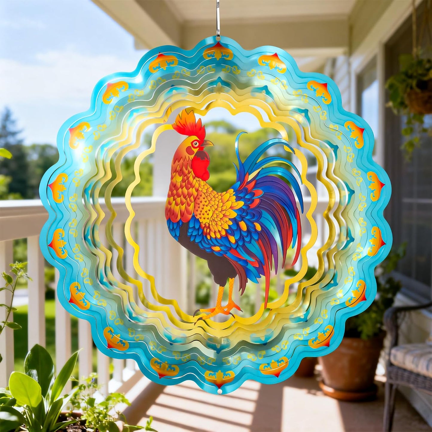 Molinillo viento 3D acero inox 12pulg decoración jardín