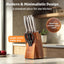 Set 9 Cuchillos Acero Inox Bloque Madera Afilador