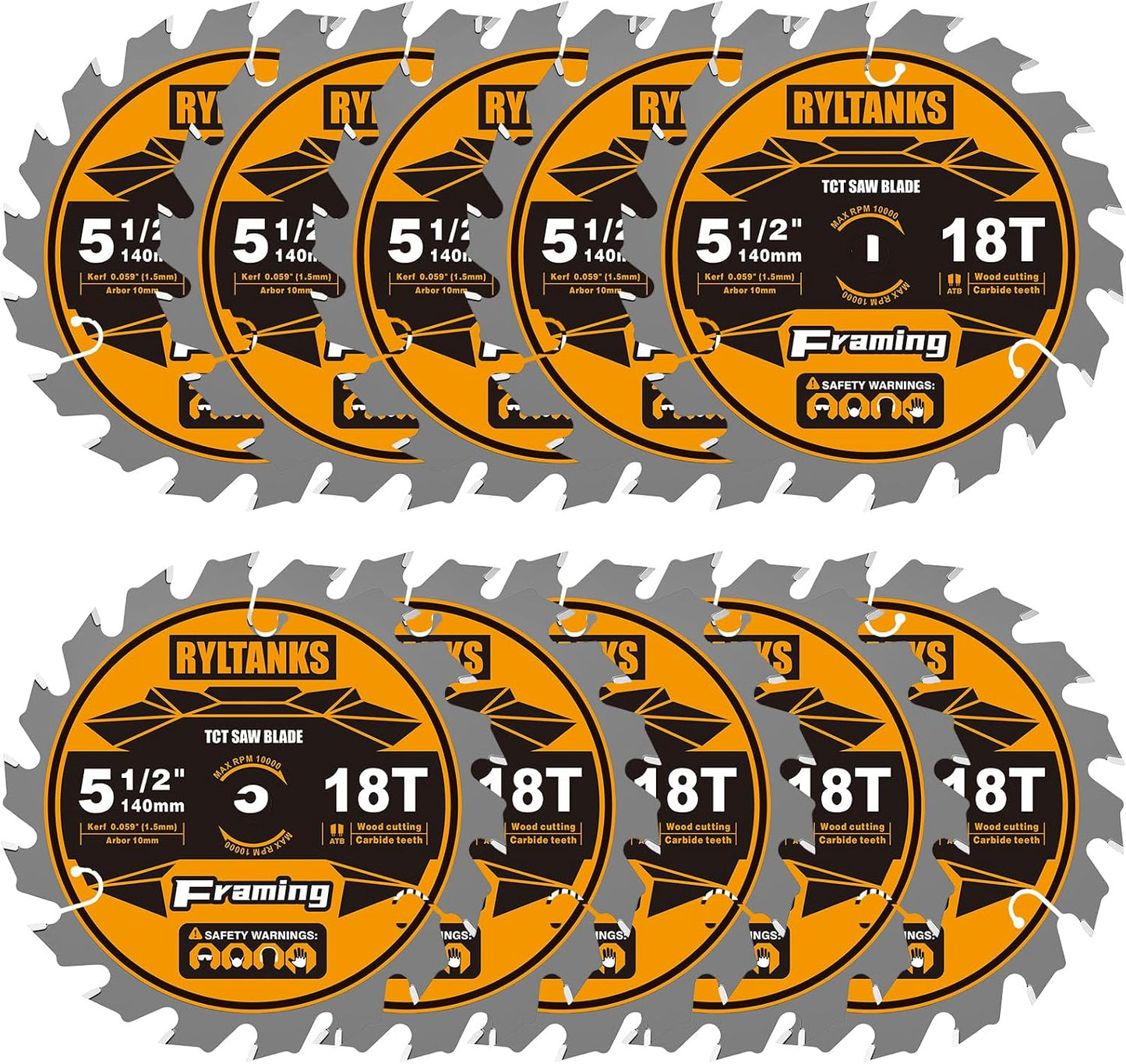 Hoja sierra circular 5.5pulg 18T corte madera rápido pack 10
