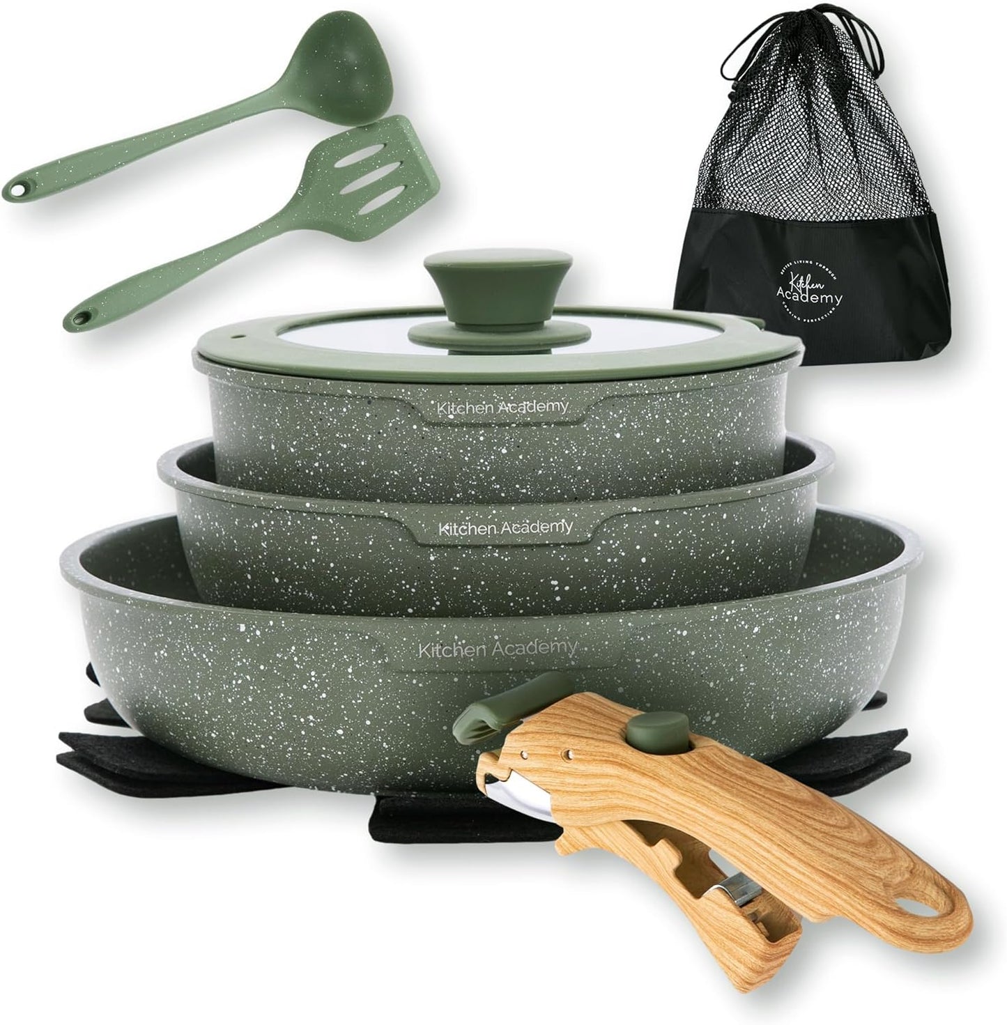 Set 2 Utensilios Granito Mango Desmontable