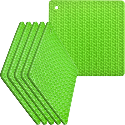 Alfombrilla cuadrada de silicona antideslizante resistente al calor paquete de 6 color verde
