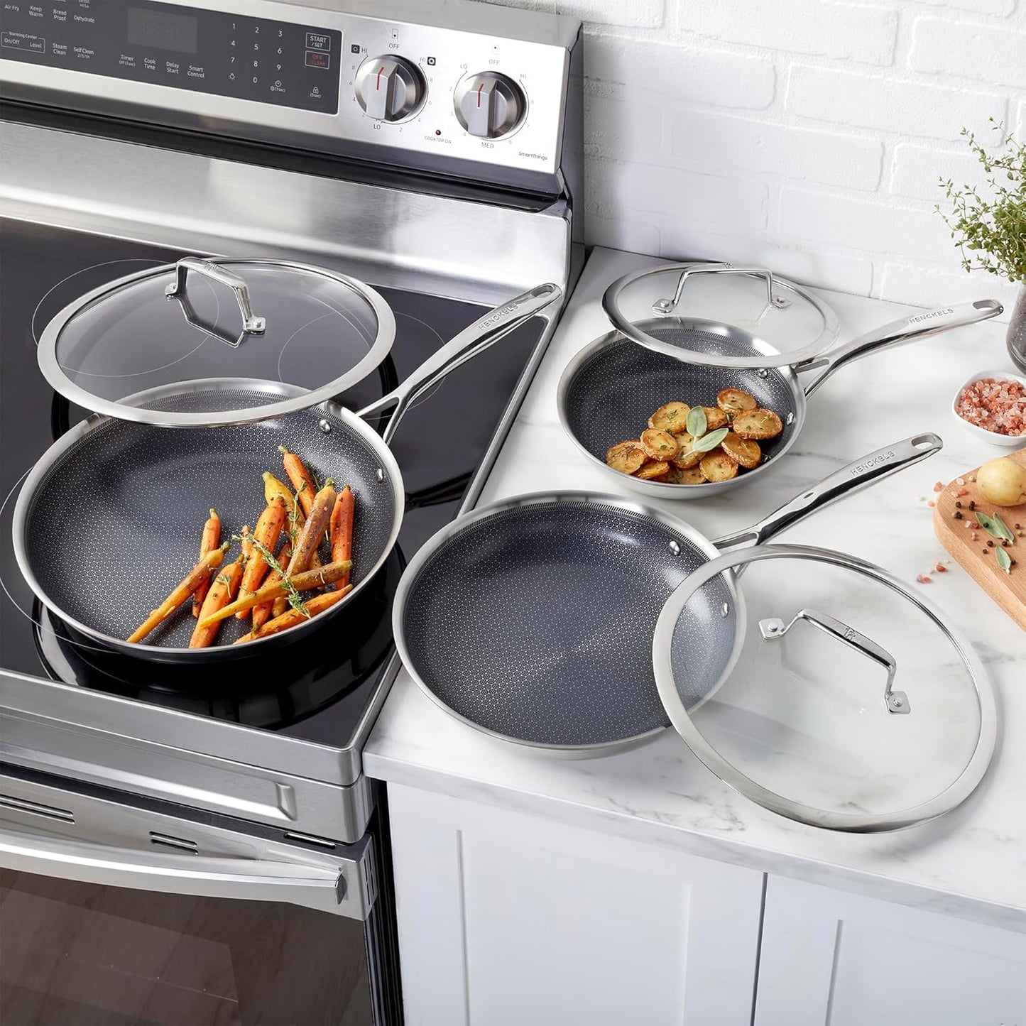 Set 6 Sartenes Cerámica Acero Inox Doble Rendimiento