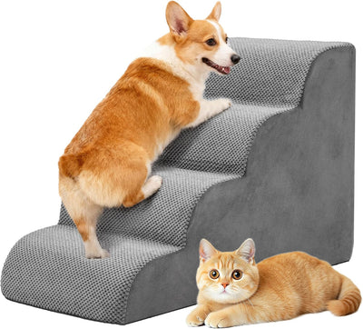 Rampa escaleras mascotas 4 escalones espuma antideslizante gris
