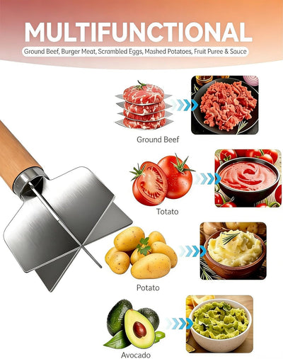 Picador de carne de acero inoxidable con 6 cuchillas curvas