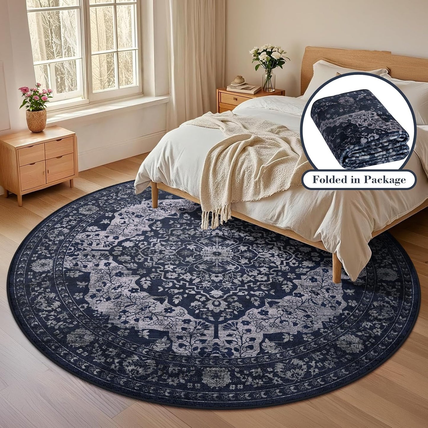 Alfombra redonda bohemia 8ft sala dormitorio suave