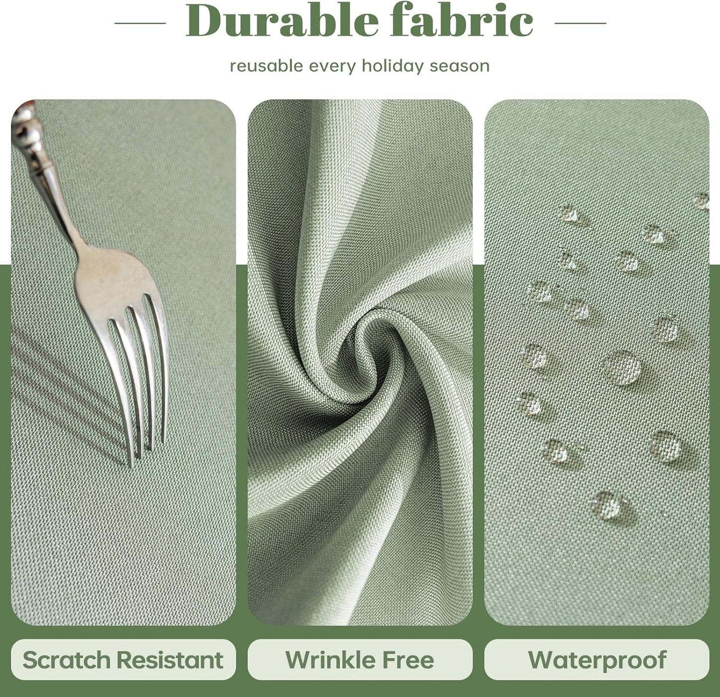 Mantel rectangular impermeable resistente a manchas 60x84 pulgadas verde salvia