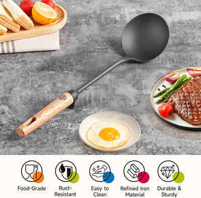 Cuchara de hierro para sopas 14.2-15pulg con tapa vidrio